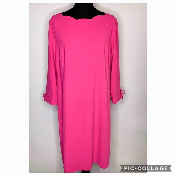 Talbots Dresses & Skirts - Talbots pink scalloped crepe shift dress 14